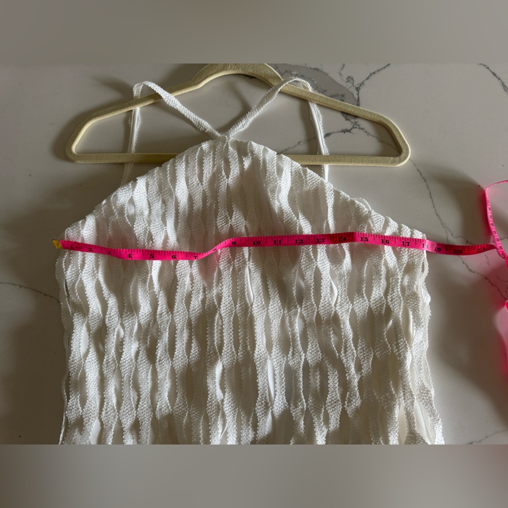 NWT Antonio Melani White Crochet Midi Asha Dress Fringe Hem Halter Resort ~ 10 - Picture 9 of 10